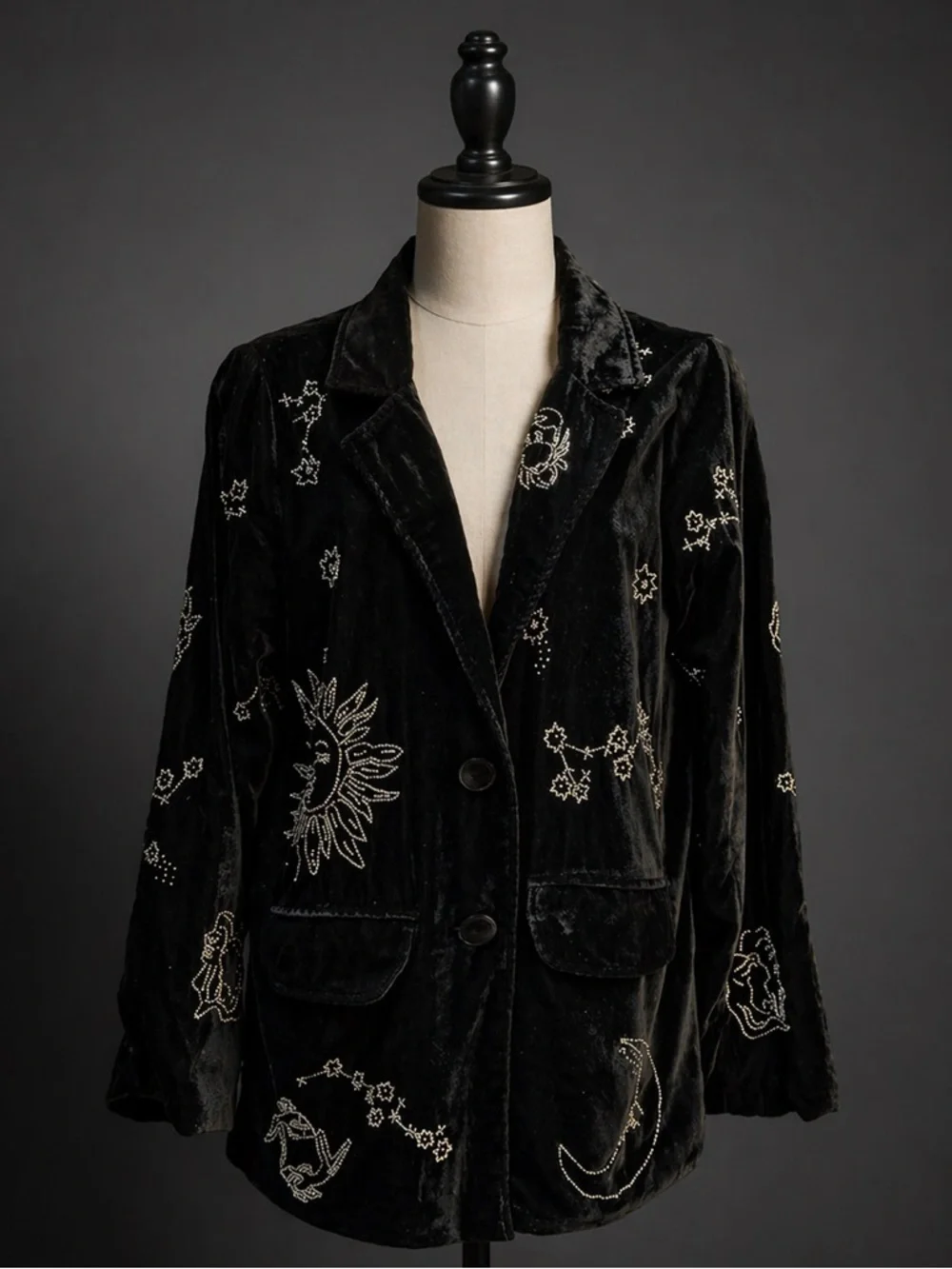 Zodiac Velvet Embroidered Blazer Statement